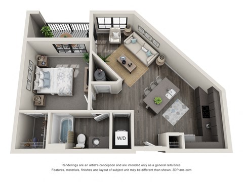 1 bed 1 bath floor plan A at 5300 Centre, St. Peters, MO, 63376